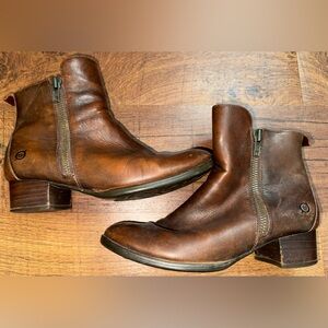 Born Women’s  Distressed Brown Leather Ankle Boots